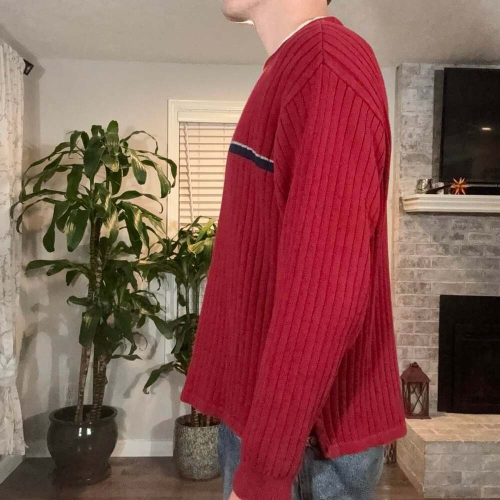 Arrow USA 1851 Ribbed Striped Sweater Red Large - Picture 4 of 8